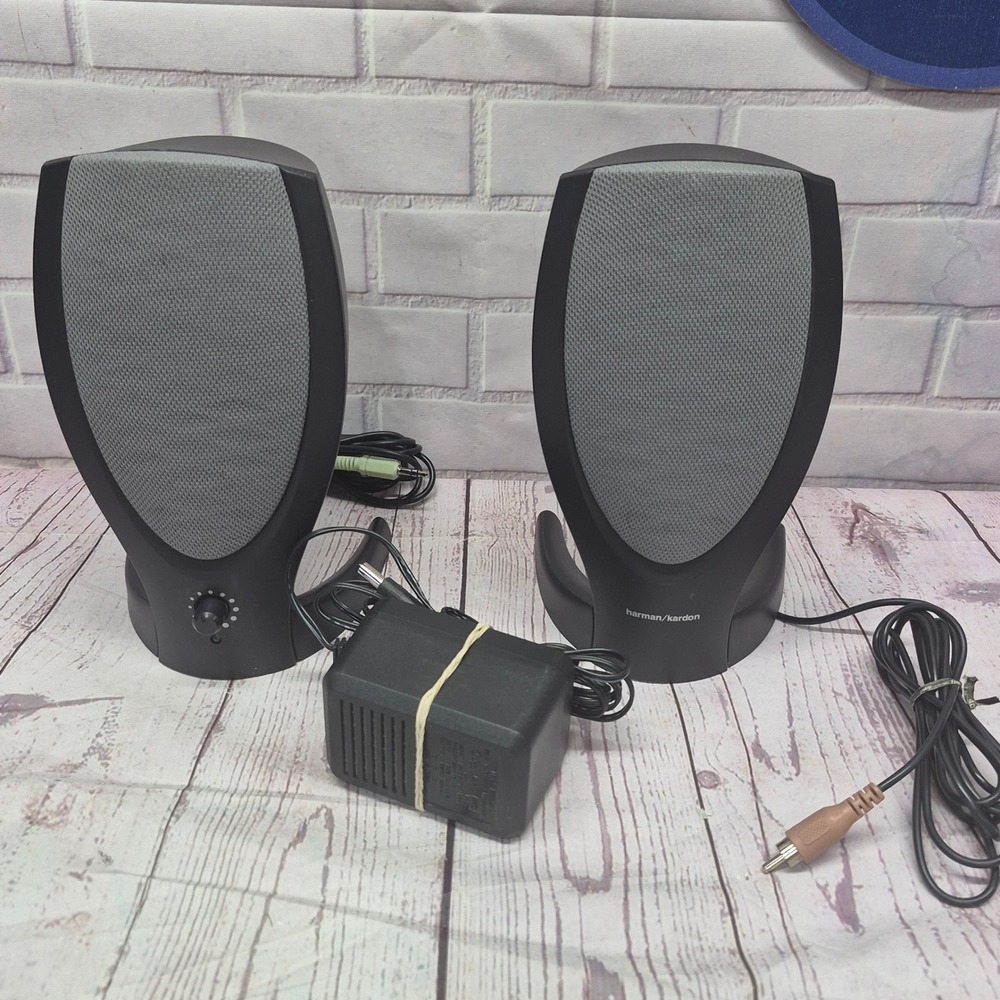 Harman Kardon HK195 Computer Speakers Black Grey Multimedia Desktop Audio Set